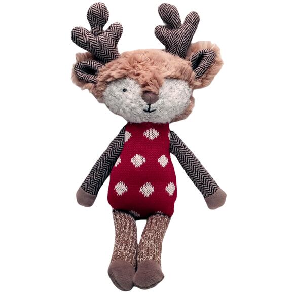 Anthropologie Sock Monkey Reindeer Plush Christmas Tree Topper Rare 2016 Toy - Picture 1 of 10